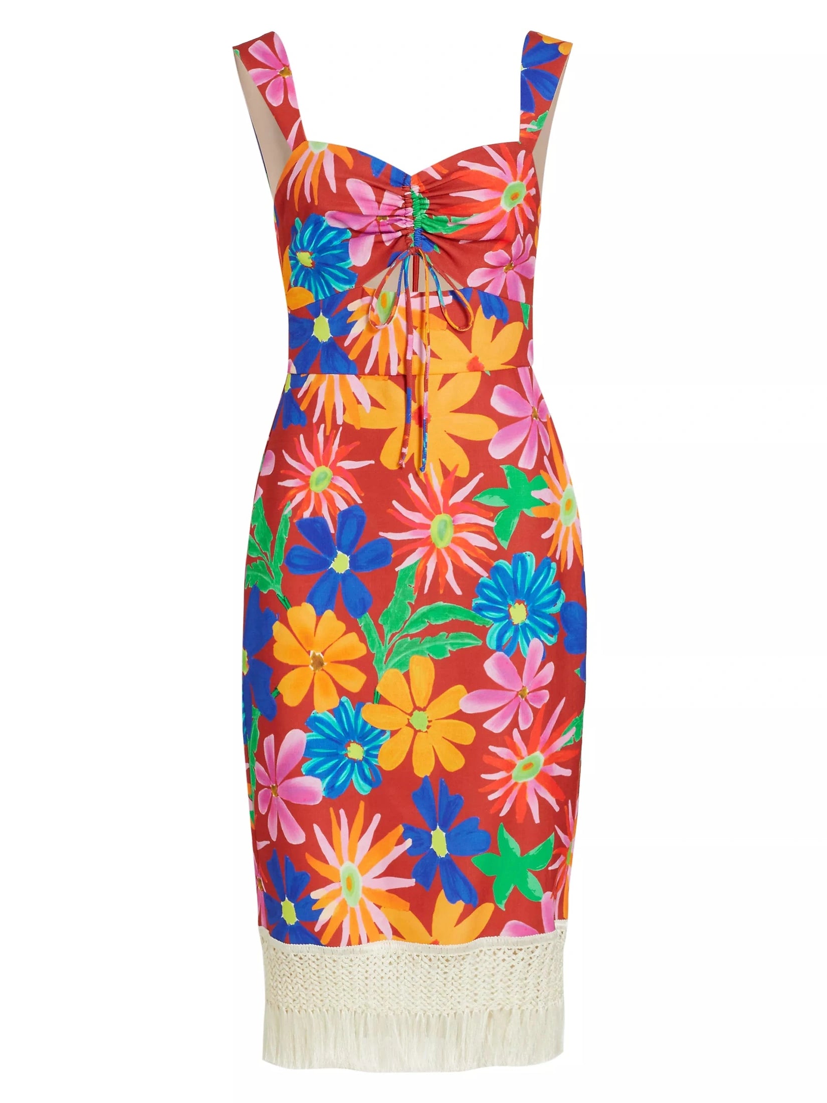 FLORAL MIDI FITTED DRESS