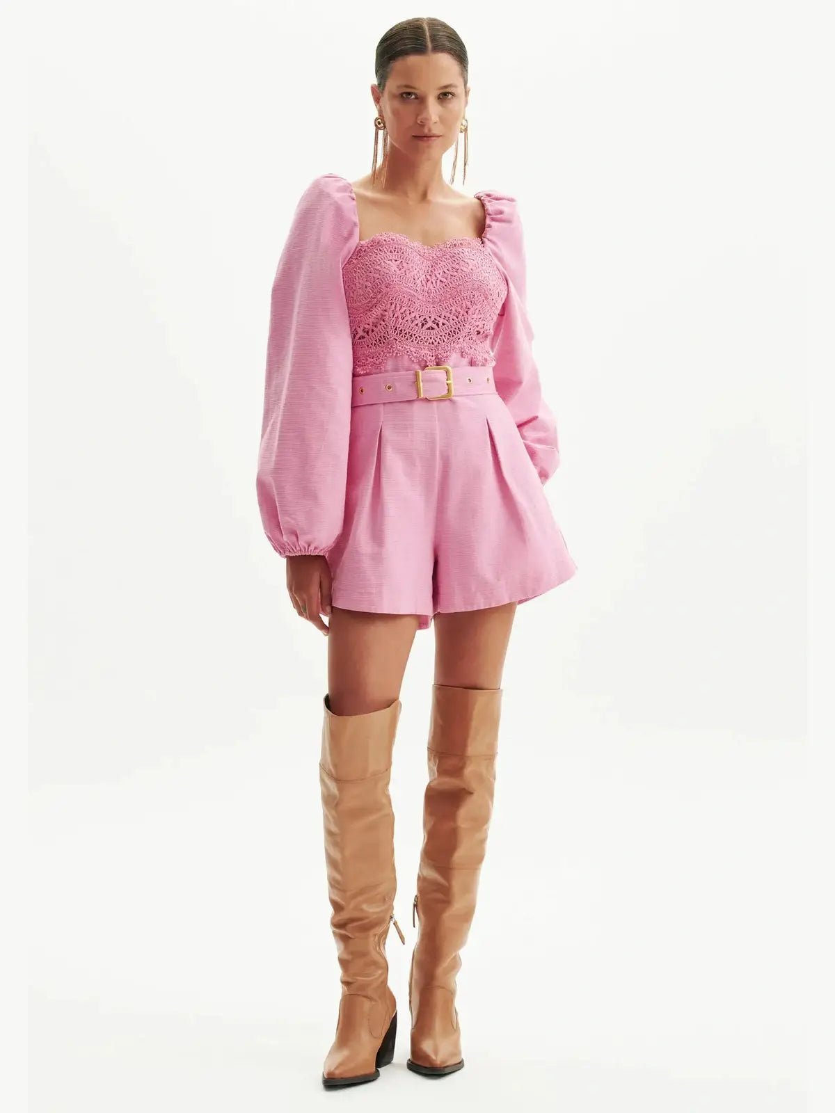 AMAR PINK EMBROIDERED ROMPER