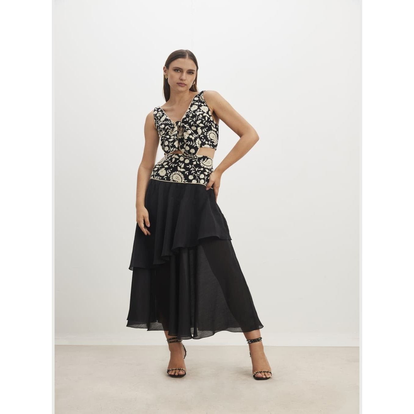 MIDI SKIRT AND TOP EMBROIDERY SET