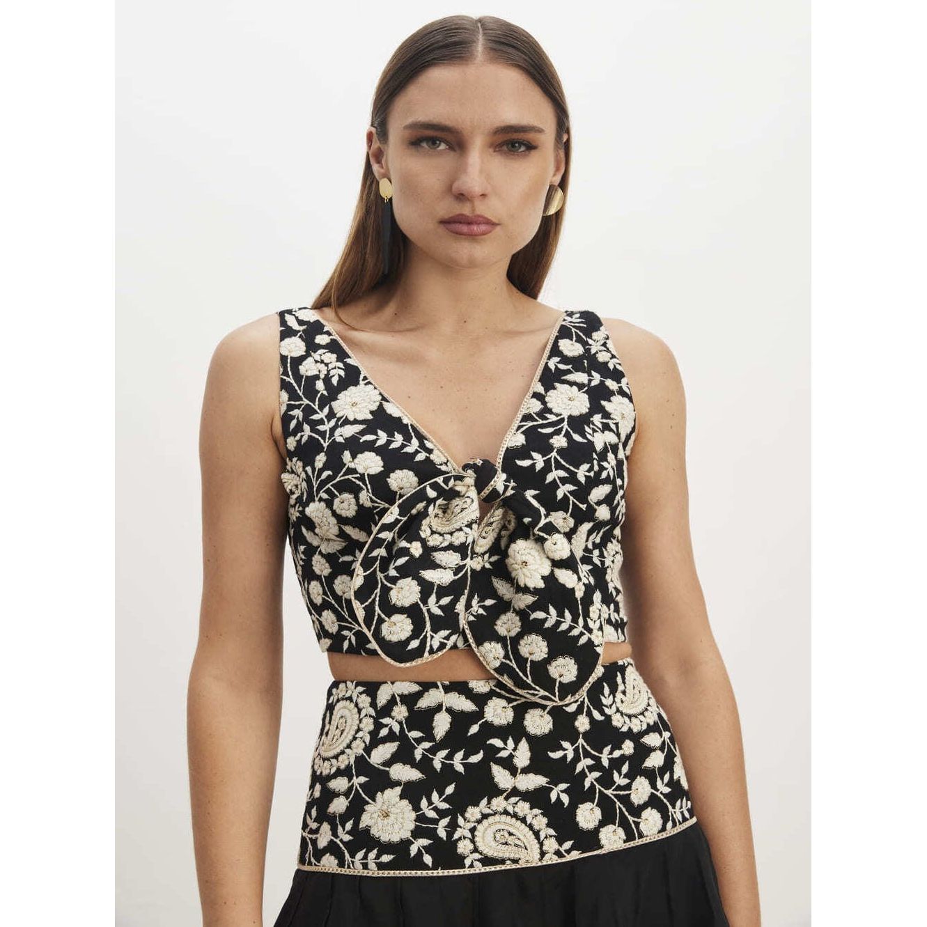 MIDI SKIRT AND TOP EMBROIDERY SET