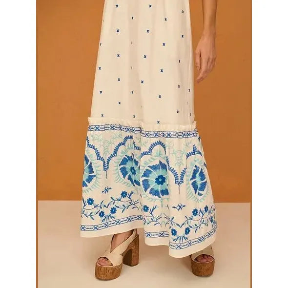 SK LONG COTTON EMBROIDERY DRESS