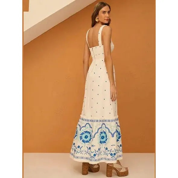 SK LONG COTTON EMBROIDERY DRESS