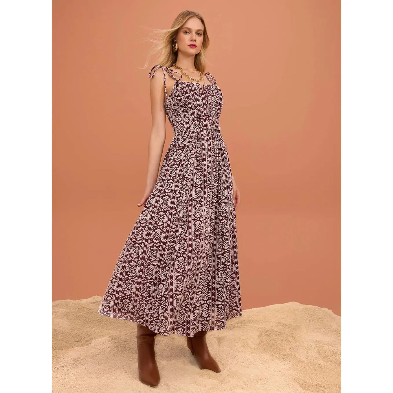 SK LONG EMBROIDERY DRESS