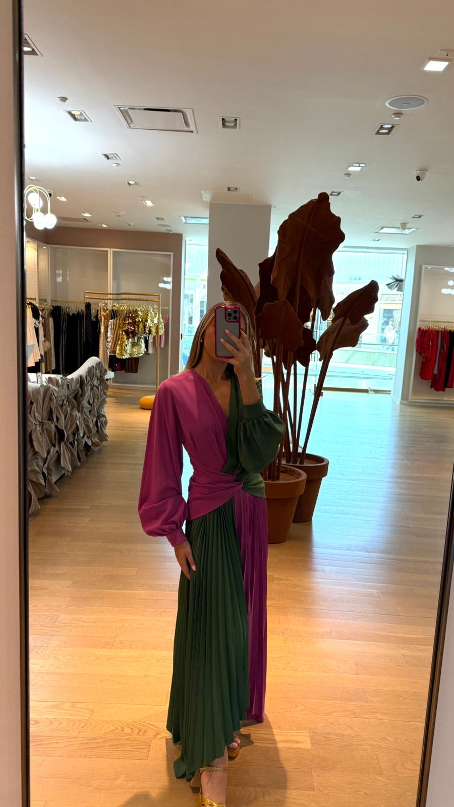 SKAZI GREEN AND PURPLE DRESS