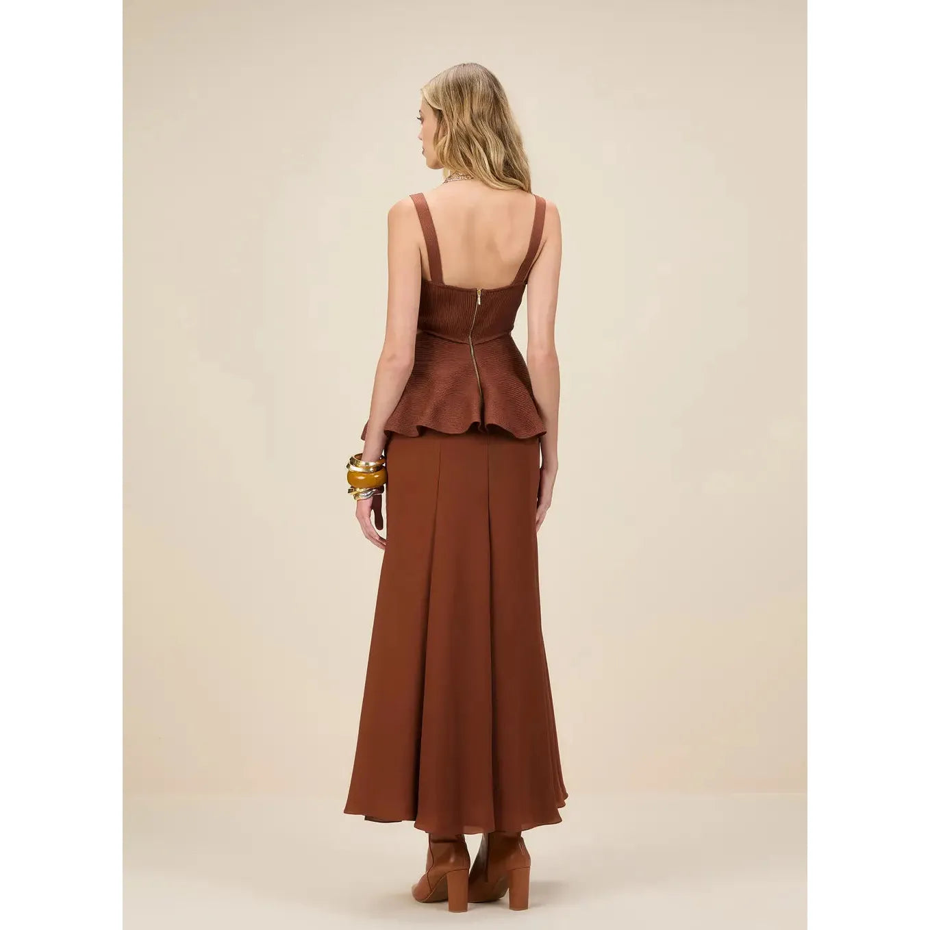 SK MAXI MIDI KNITTED PEPLUM DRESS