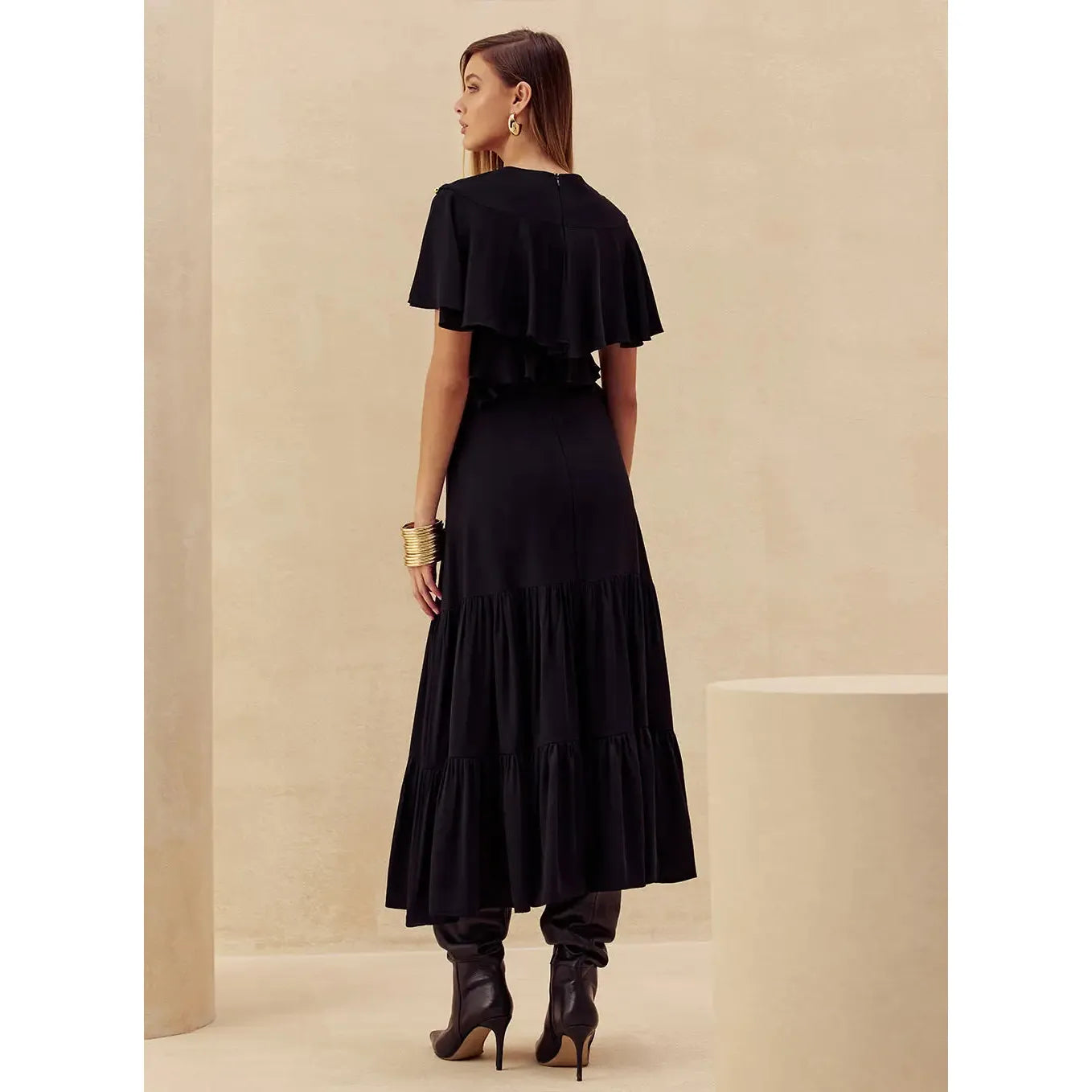 TD CUT-OUT RUFFLED DRESS