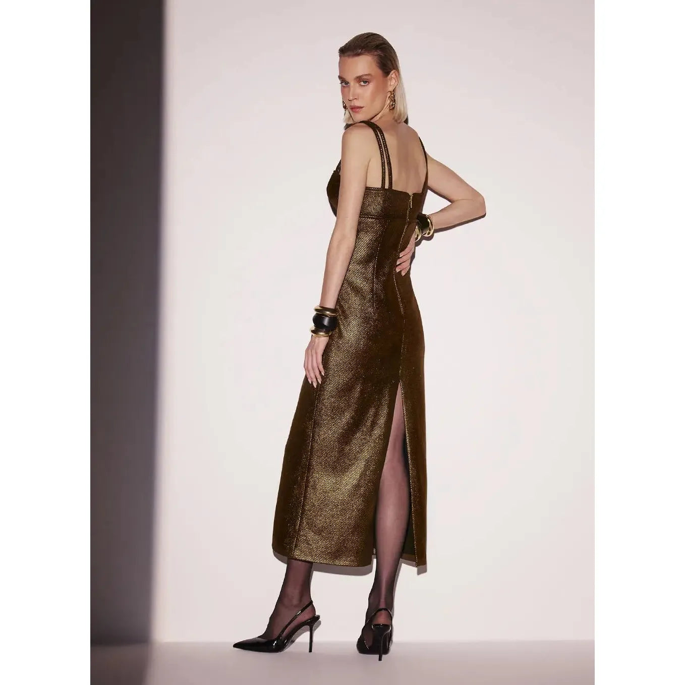 TD MIDI JERSEY FOIL DRESS