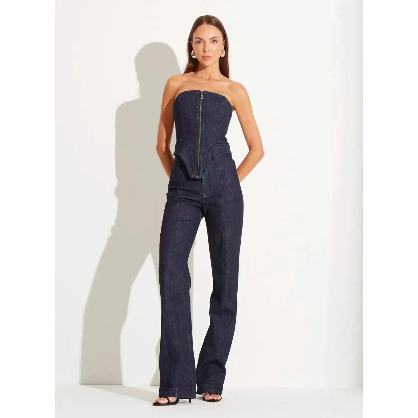 TD STRAPLESS JEAN JUMPSUIT