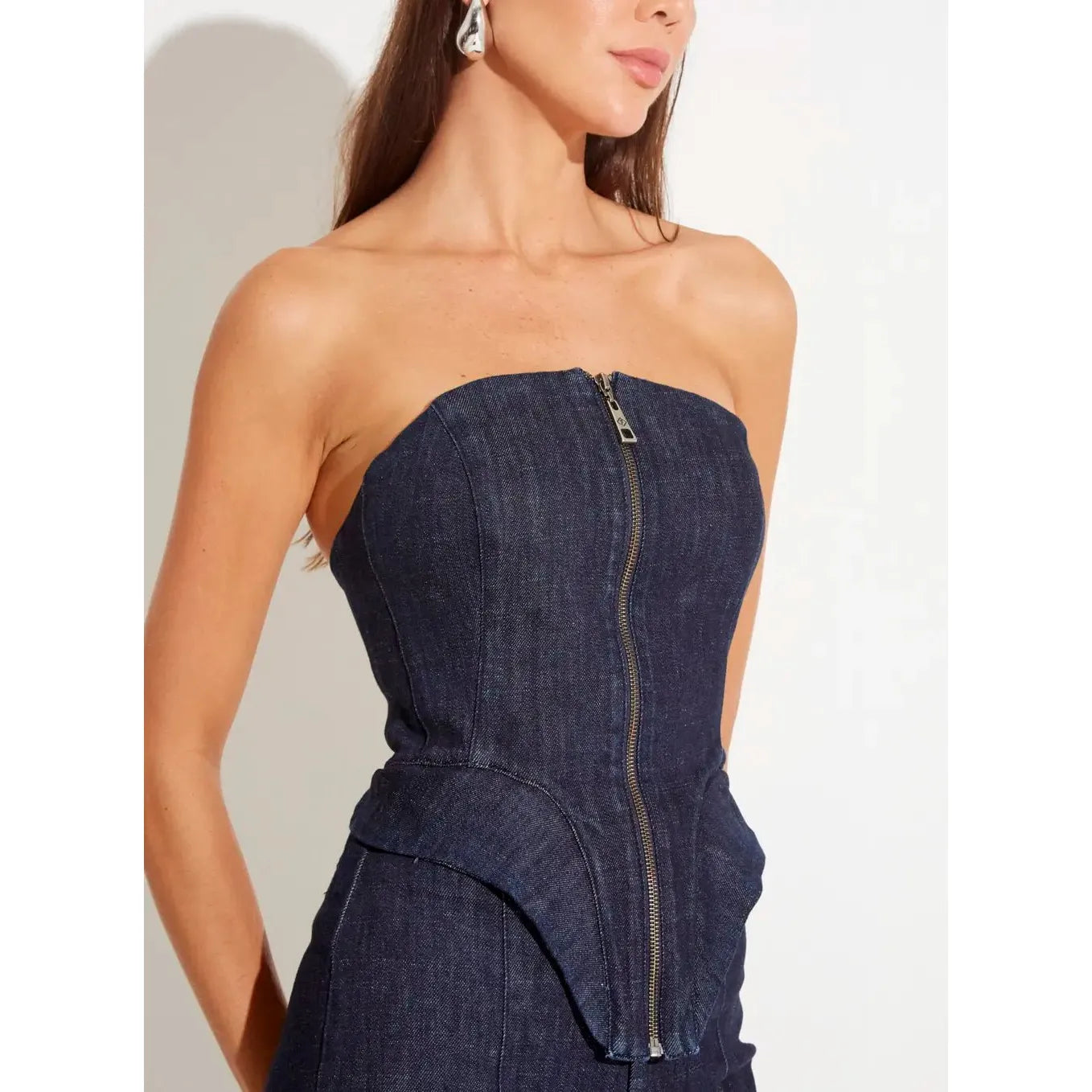 TD STRAPLESS JEAN JUMPSUIT