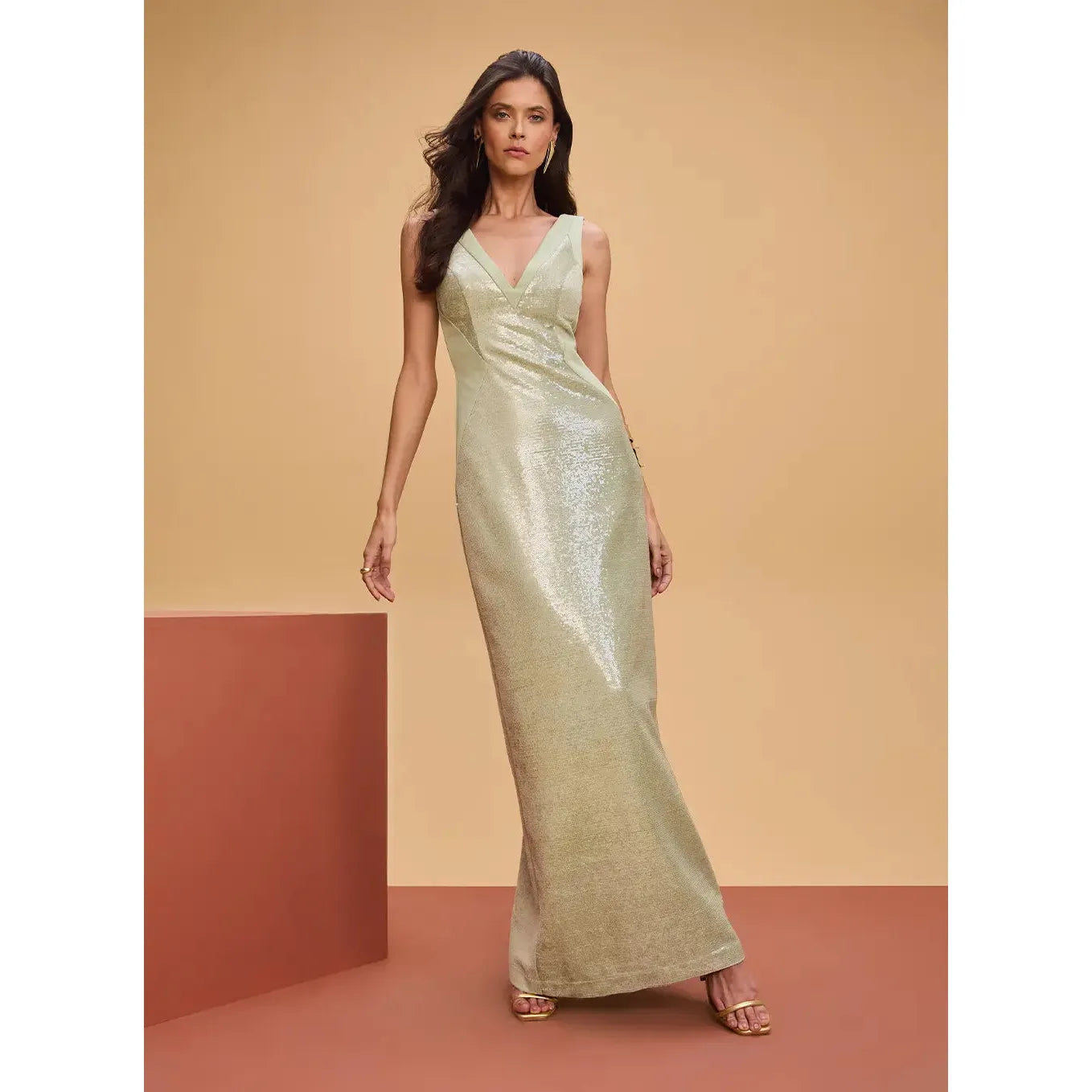 TD LONG VELVET DRESS WITH SEQUIN