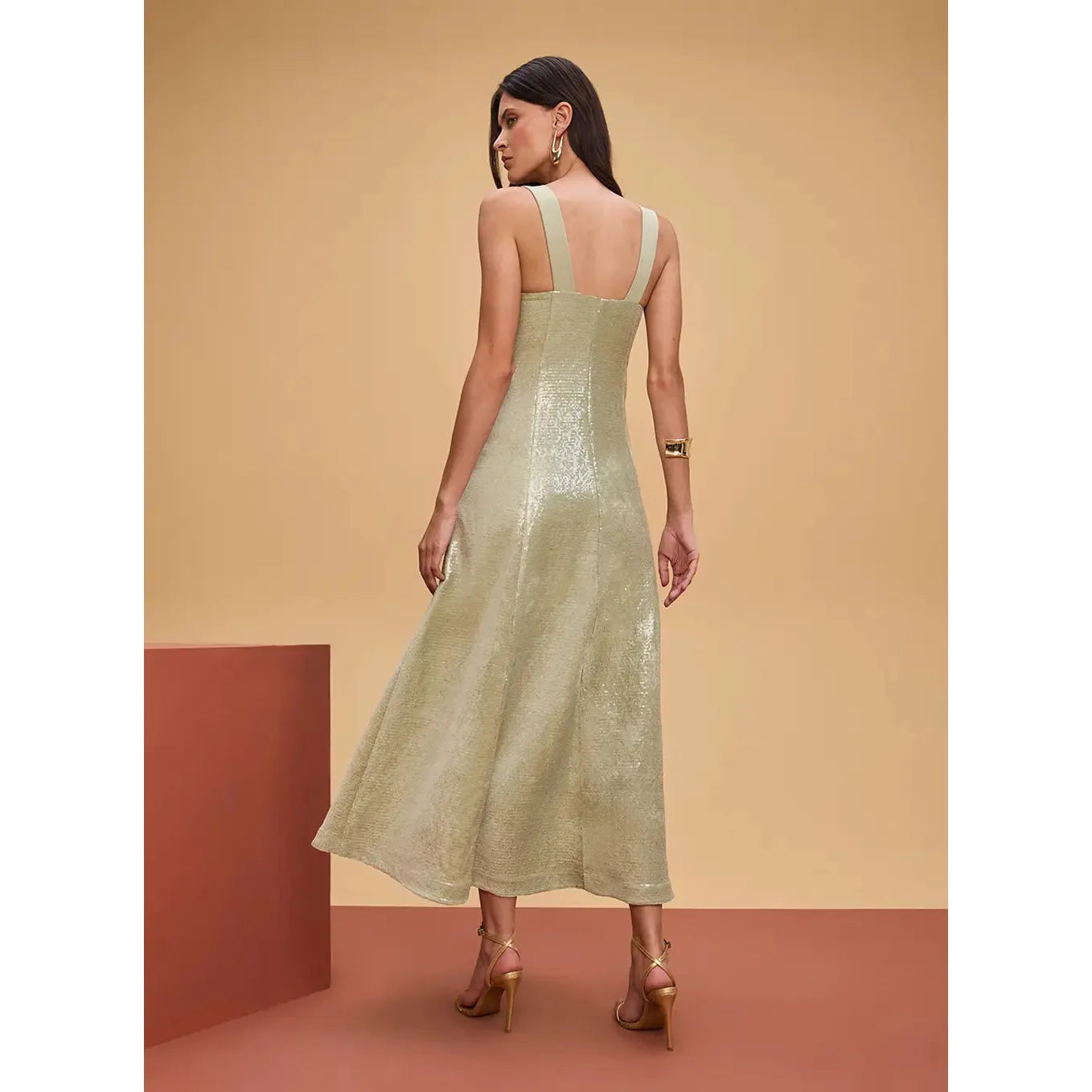 TD VELVET WITH SEQUINS MAXI DRESS