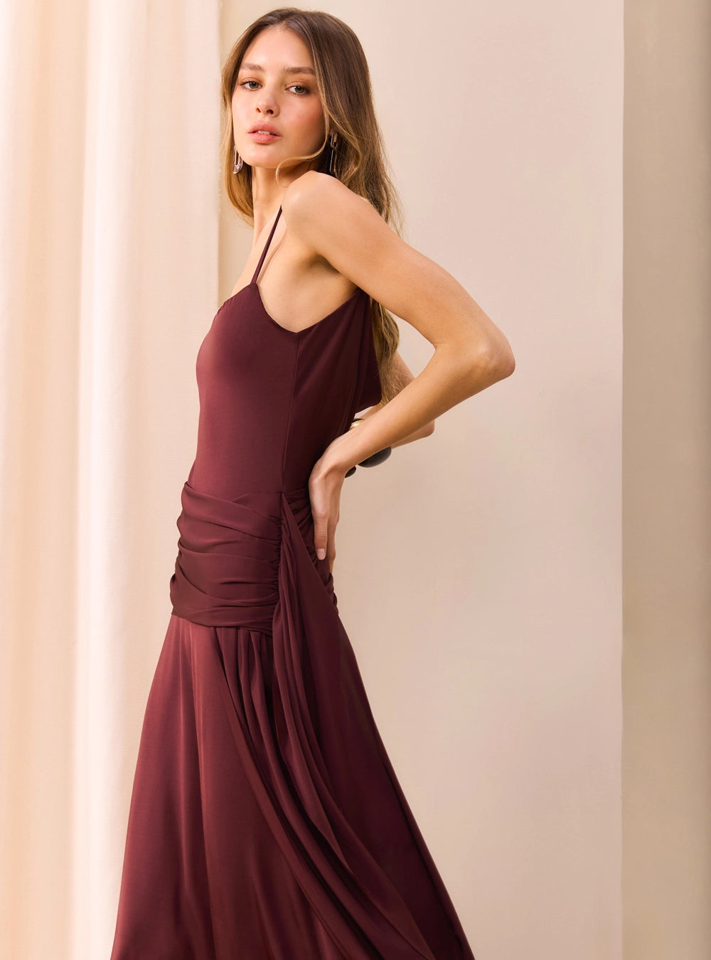SK LONG JERSEY GLOSS DRESS