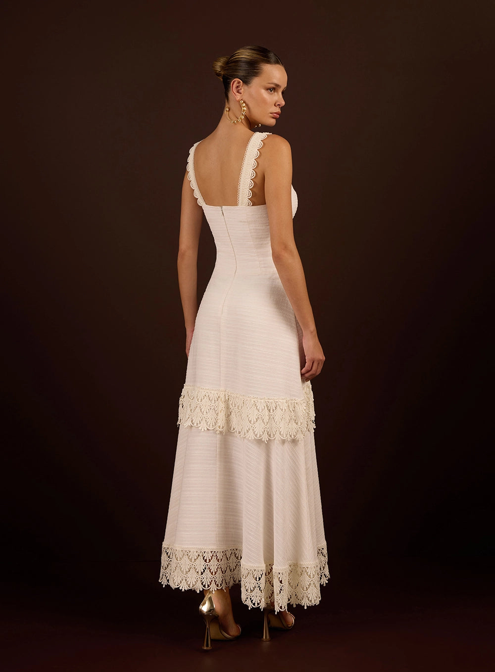 SK MIDI DRESS WITH LACE APPLIQUÉ