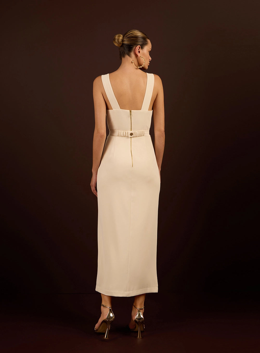 SK MIDI DRESS WITH ASYMMETRICAL SLEEVE