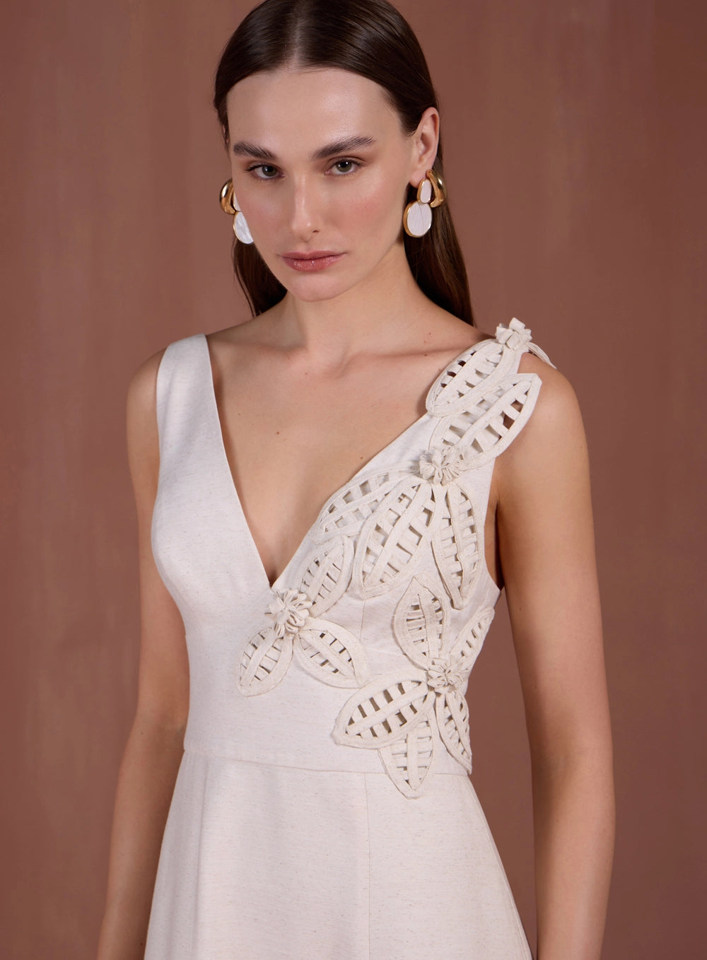 SK MIDI DRESS WITH FLOWER APPLIQUÉ