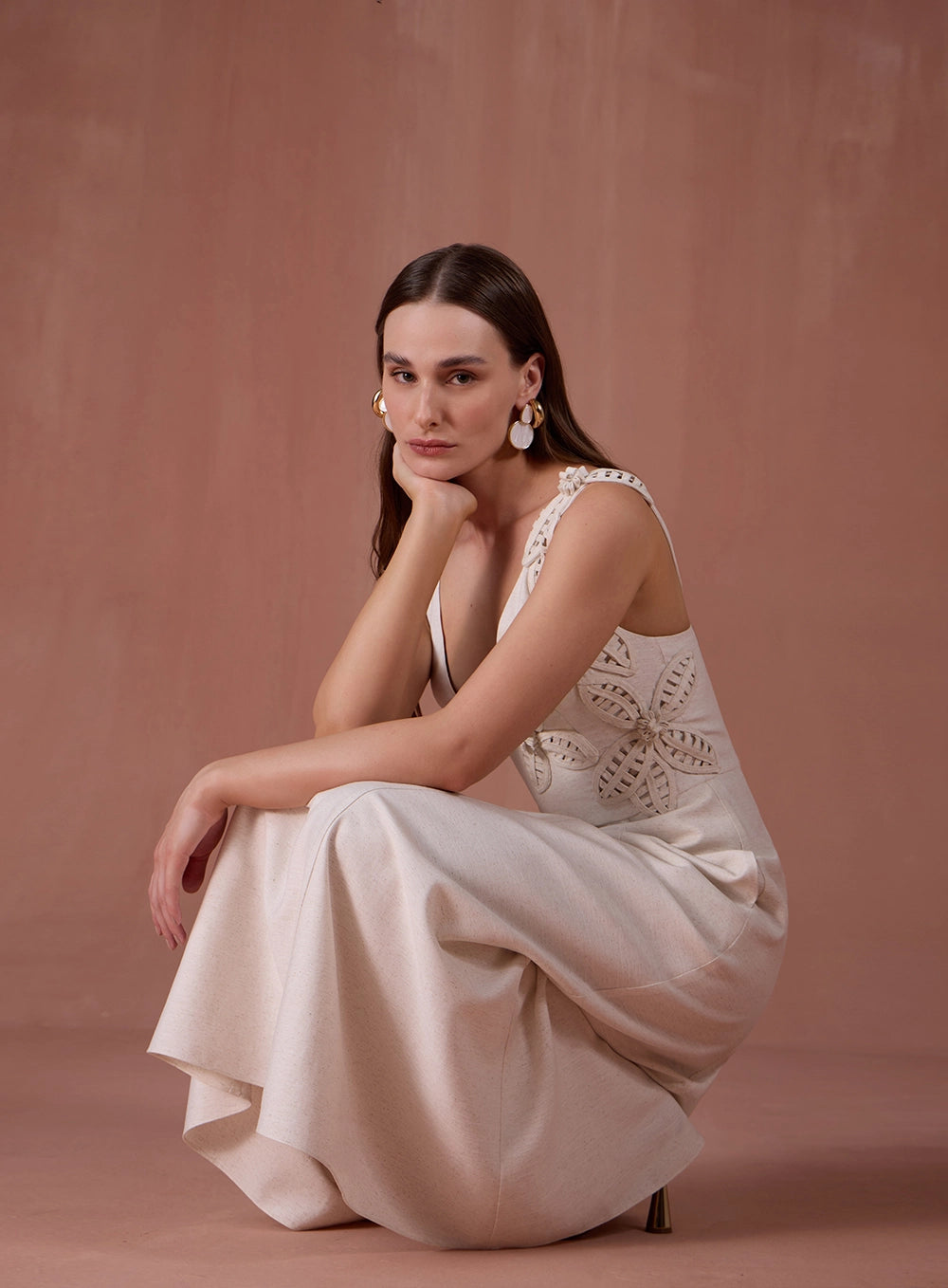 SK MIDI DRESS WITH FLOWER APPLIQUÉ