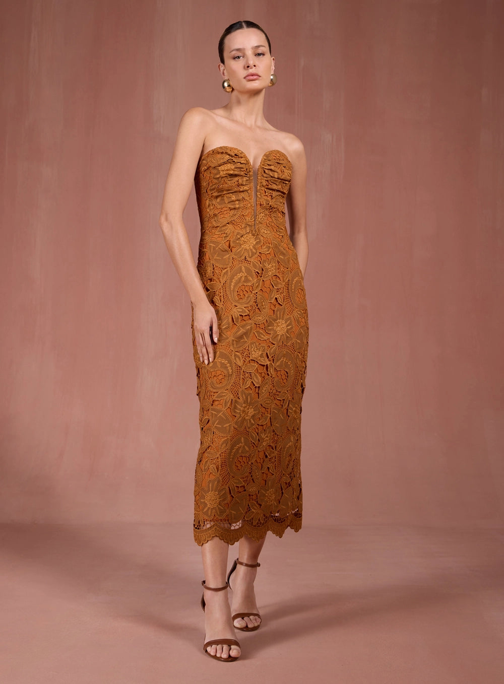 SK STRAPLESS DRESS WITH FLORAL EMBROIDERY