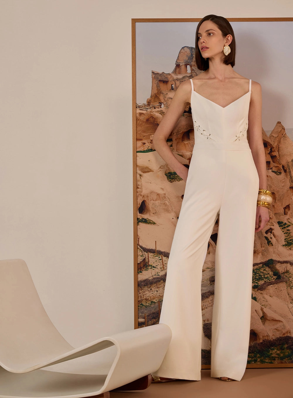 TD CRISSCROSS DETAILS JUMPSUIT