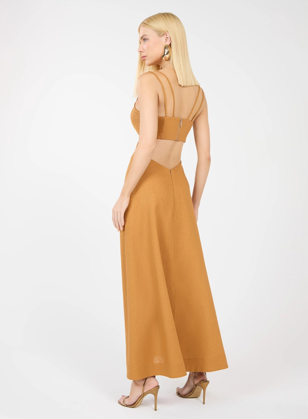 TD MIDI DRESS WITH TOPSTITCHING DETAIL