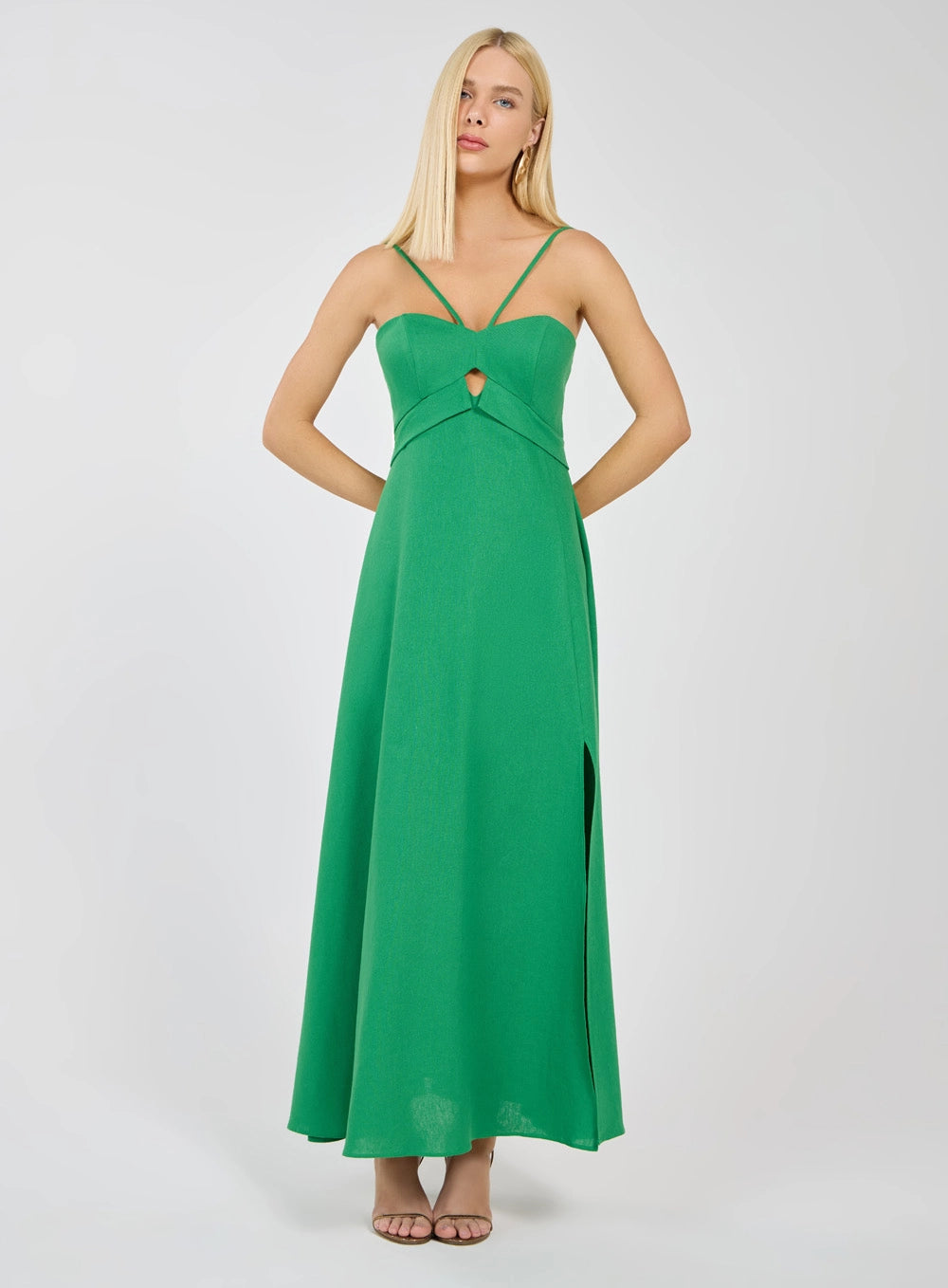 TD LONG GREEN EMERALD DRESS