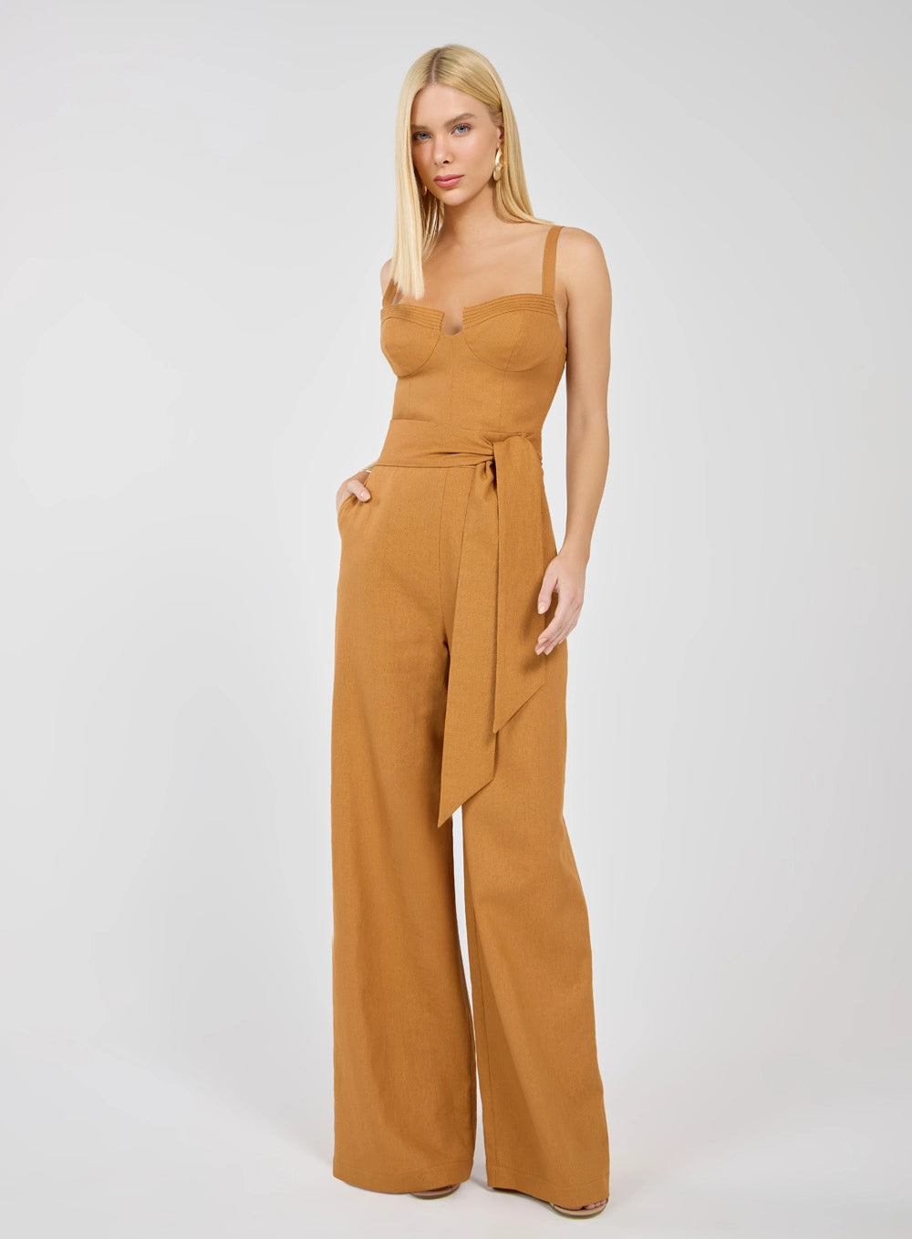 TD WIDELEG LINEN JUMPSUIT