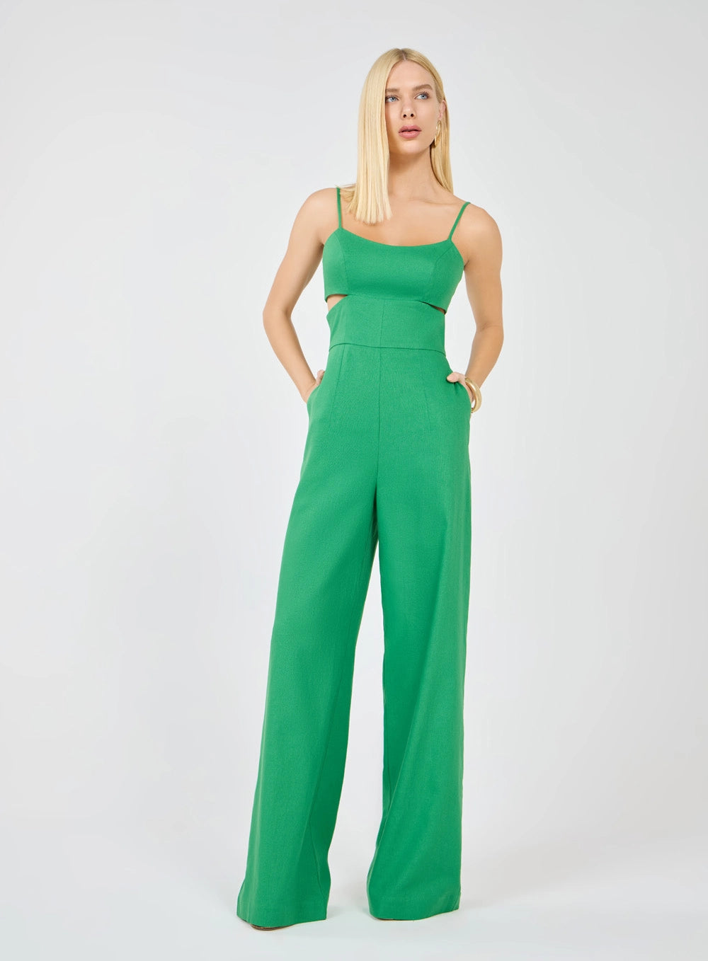 TD CUTOUT EMERALD GREEN JUMPSUIT