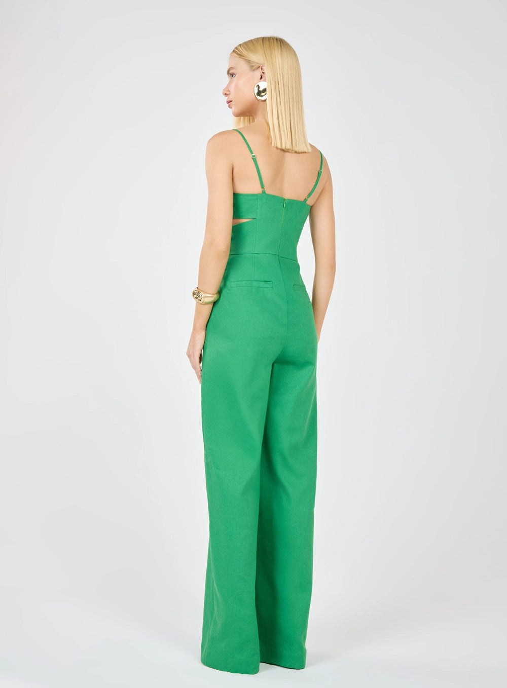 TD CUTOUT EMERALD GREEN JUMPSUIT