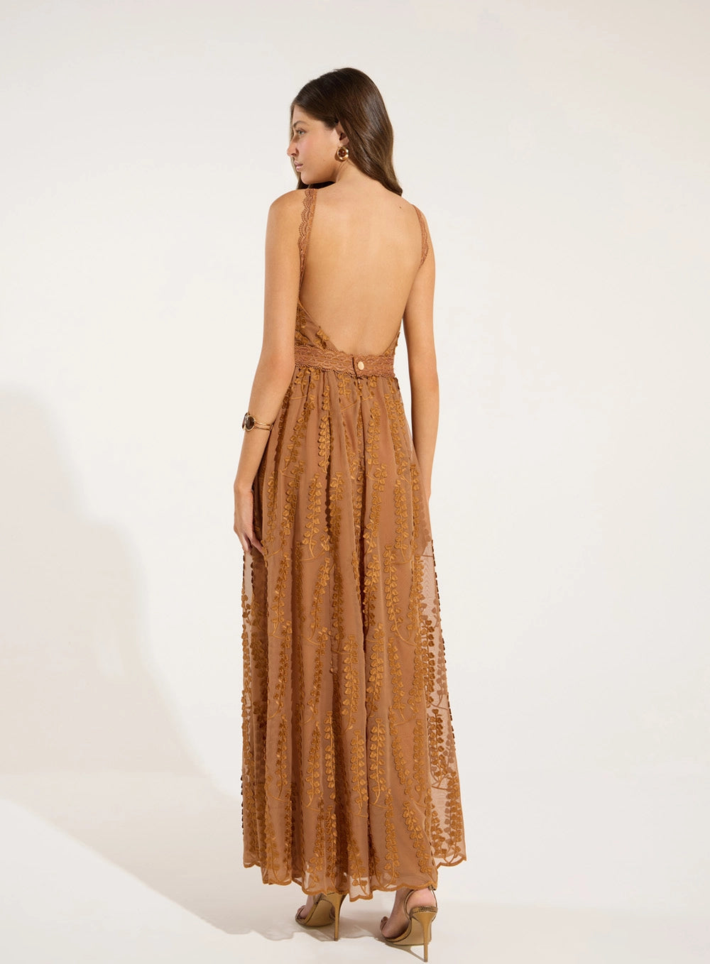 SK MAXI MIDI LEAF EMBROIDERY