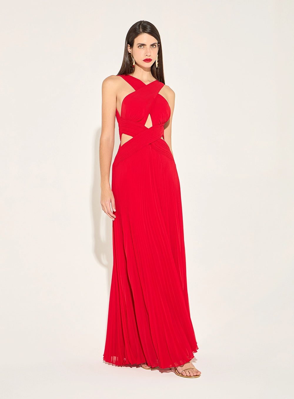 TD LONG DRESS WITH PLEATED SKIRT