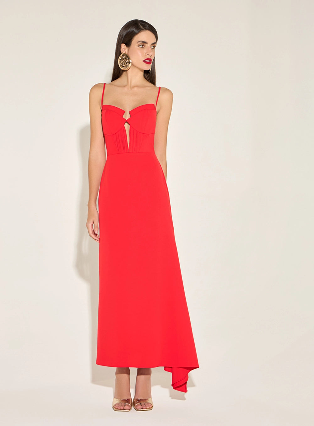 TD MIDI DRESS WITH RUCHED DETAIL