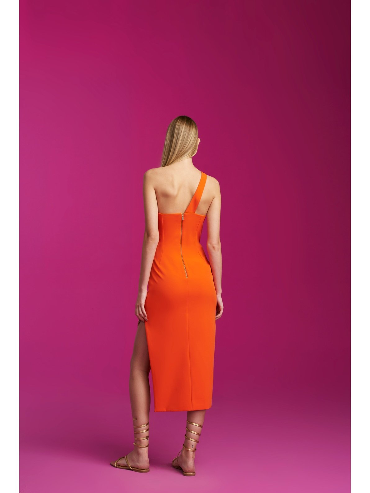 MIDI CASHMERE HOT CORAL AND BLUE ROYAL