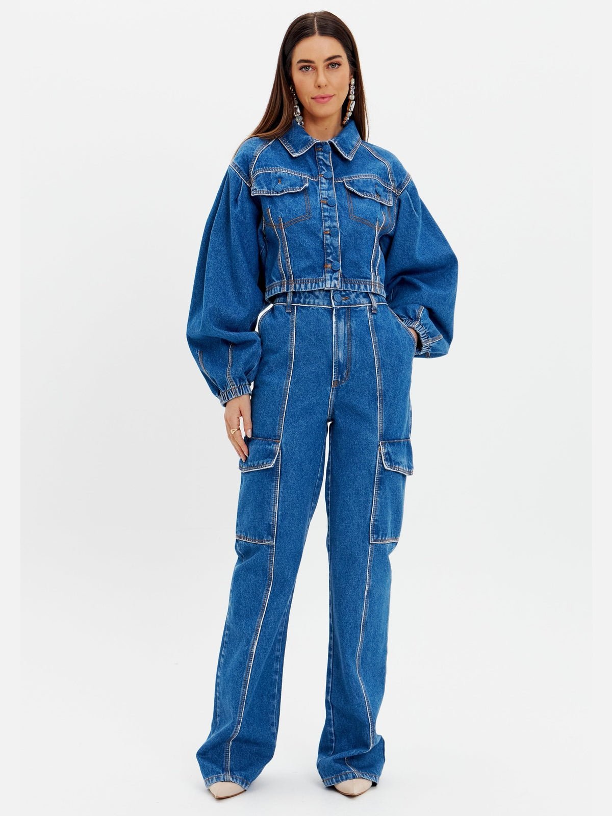 AMAR WIDE LEG CARGO JEANS