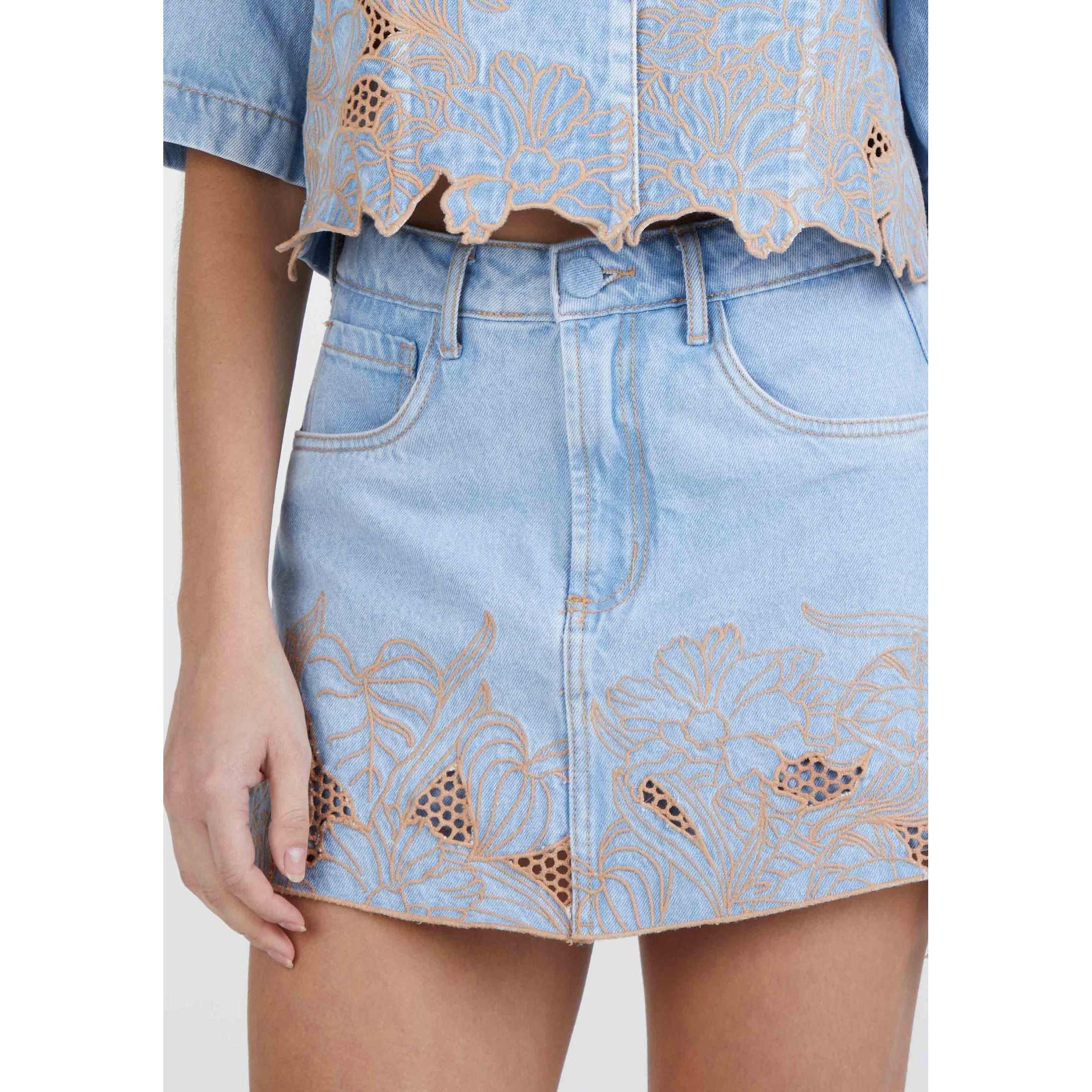 AMAR EMBROIDERY JEAN SKORT