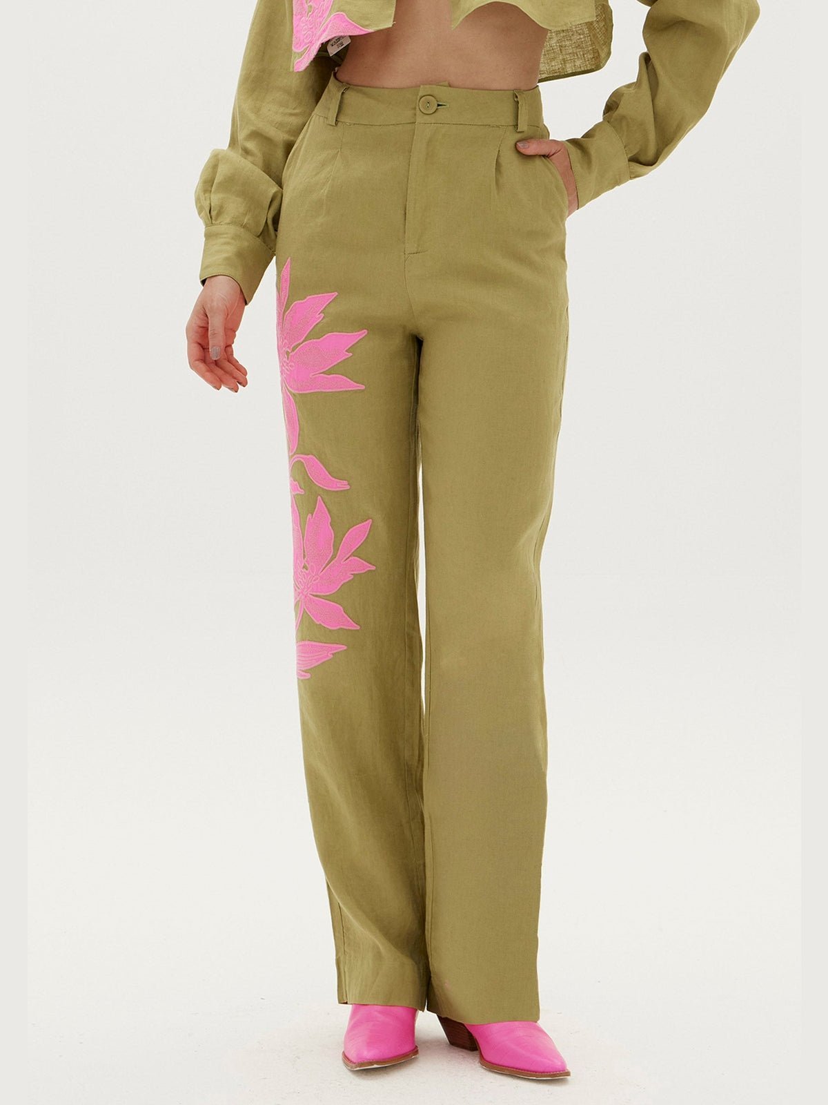 AMAR RIO VERDE LINEN PANTS