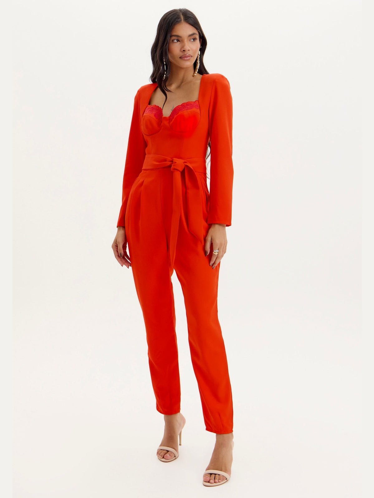 AMAR LONG SLEEVE RED JUMPSUIT