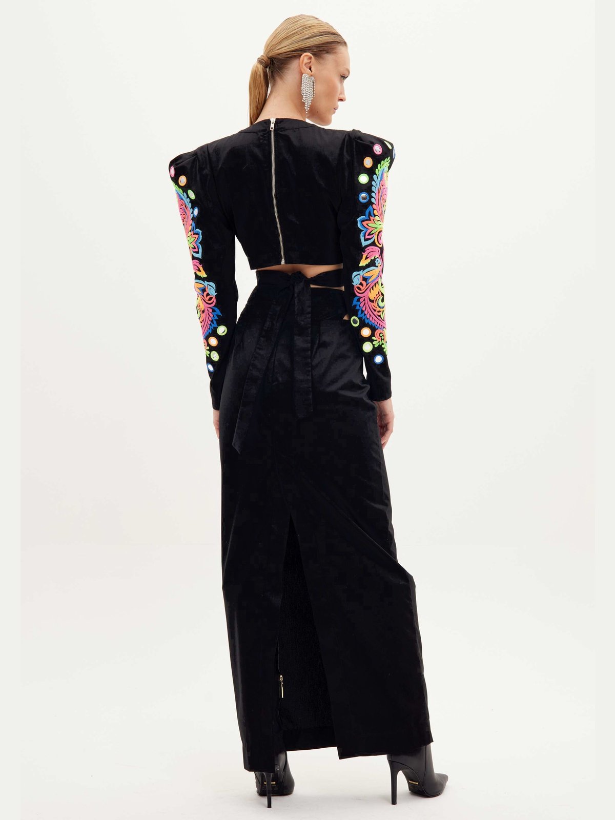 Amar Cut Out Black Long Skirt