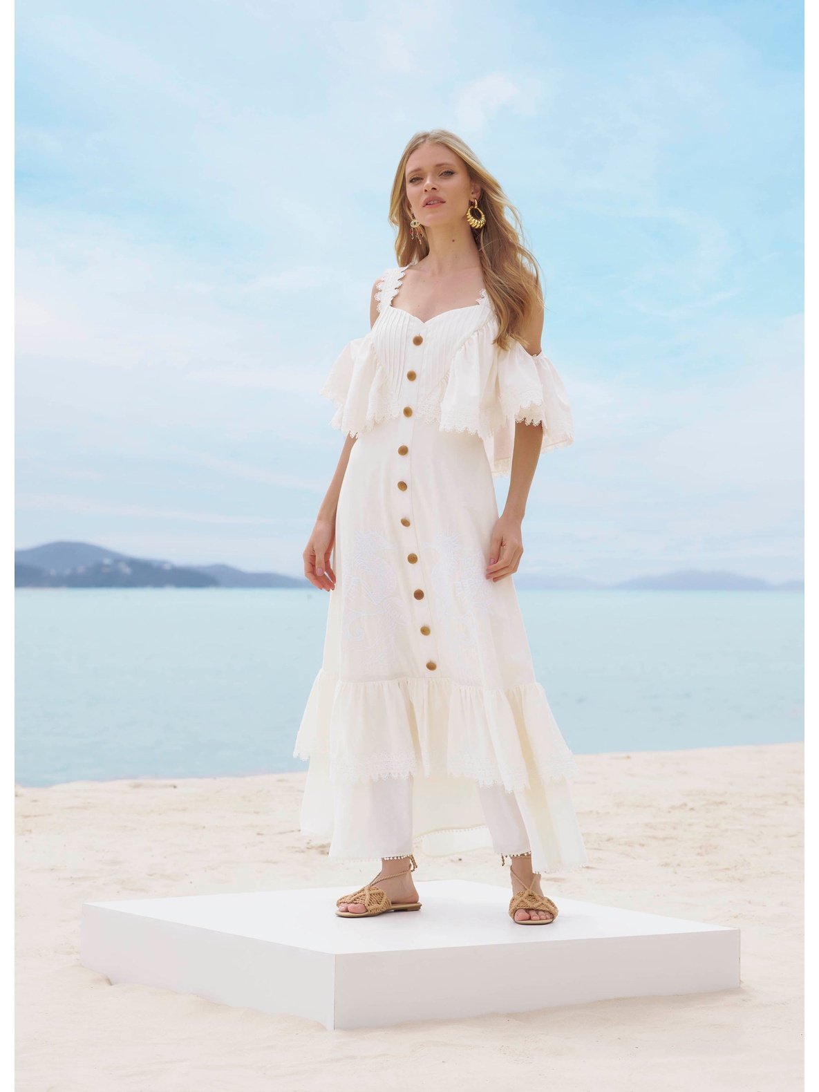Amar Midi Dress Renda White
