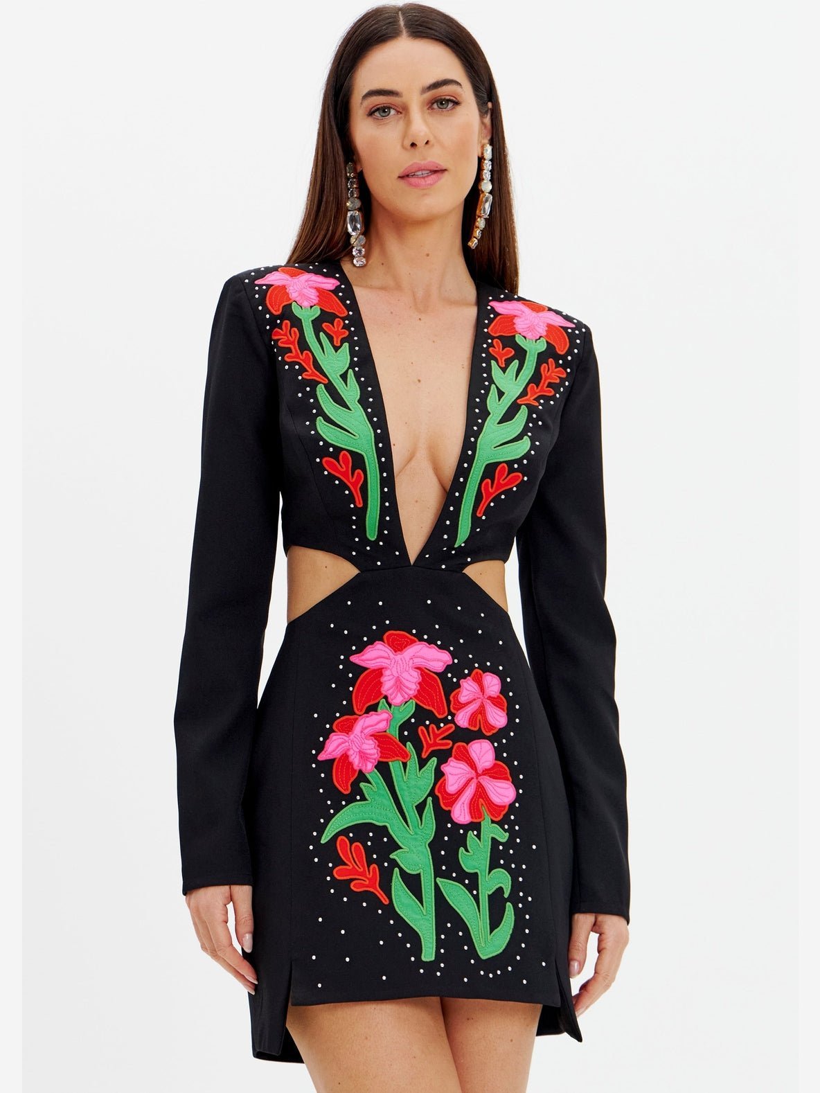 AMAR EMBROIDERY PINK AND RED FLOWERS
