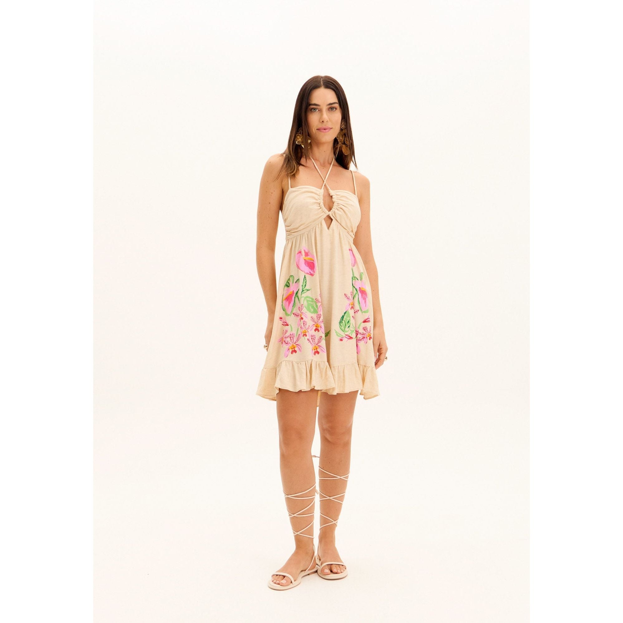 AMAR EMBROIDERED FLOWER SHORT DRESS