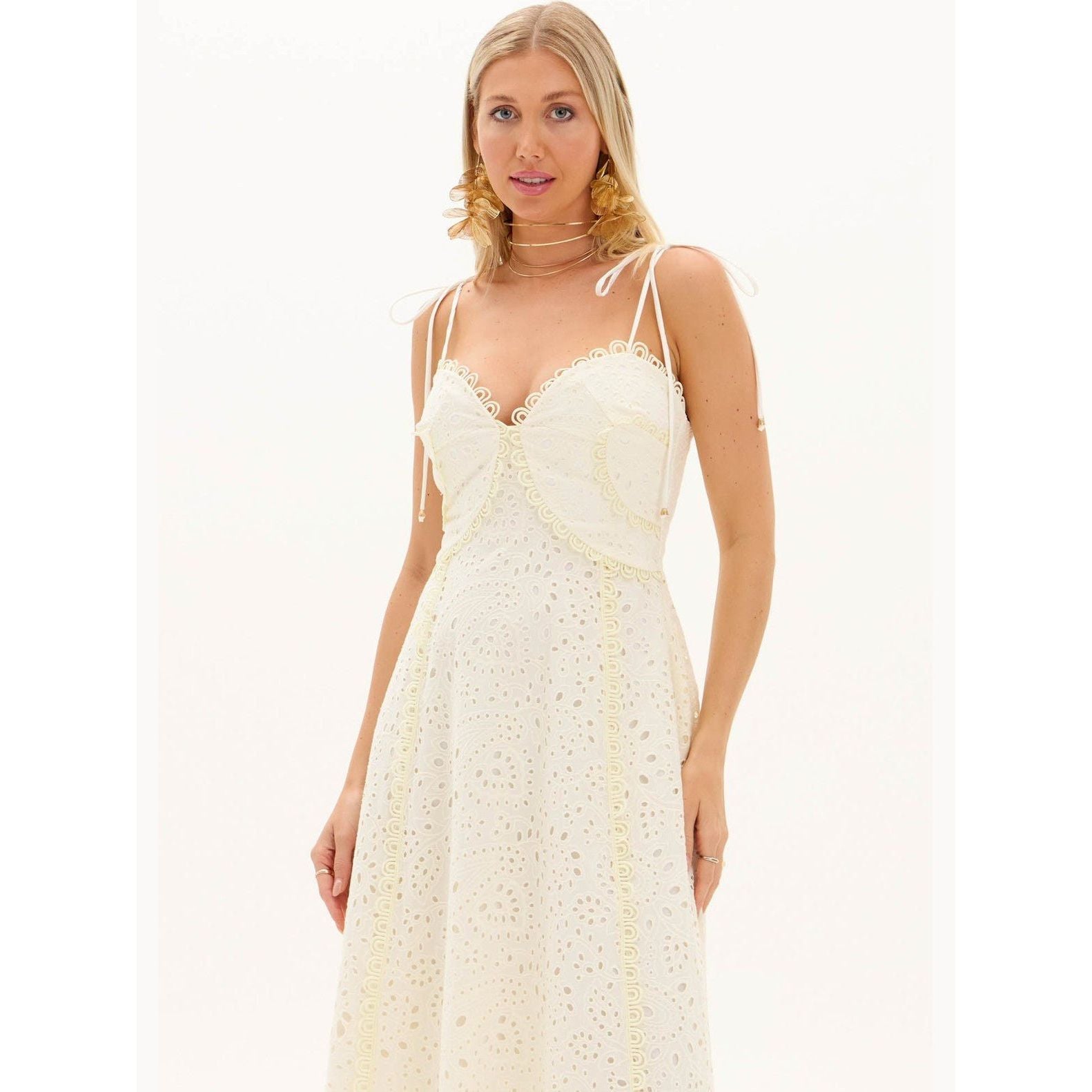 AMAR SUPER MIDI EYELET DRESS