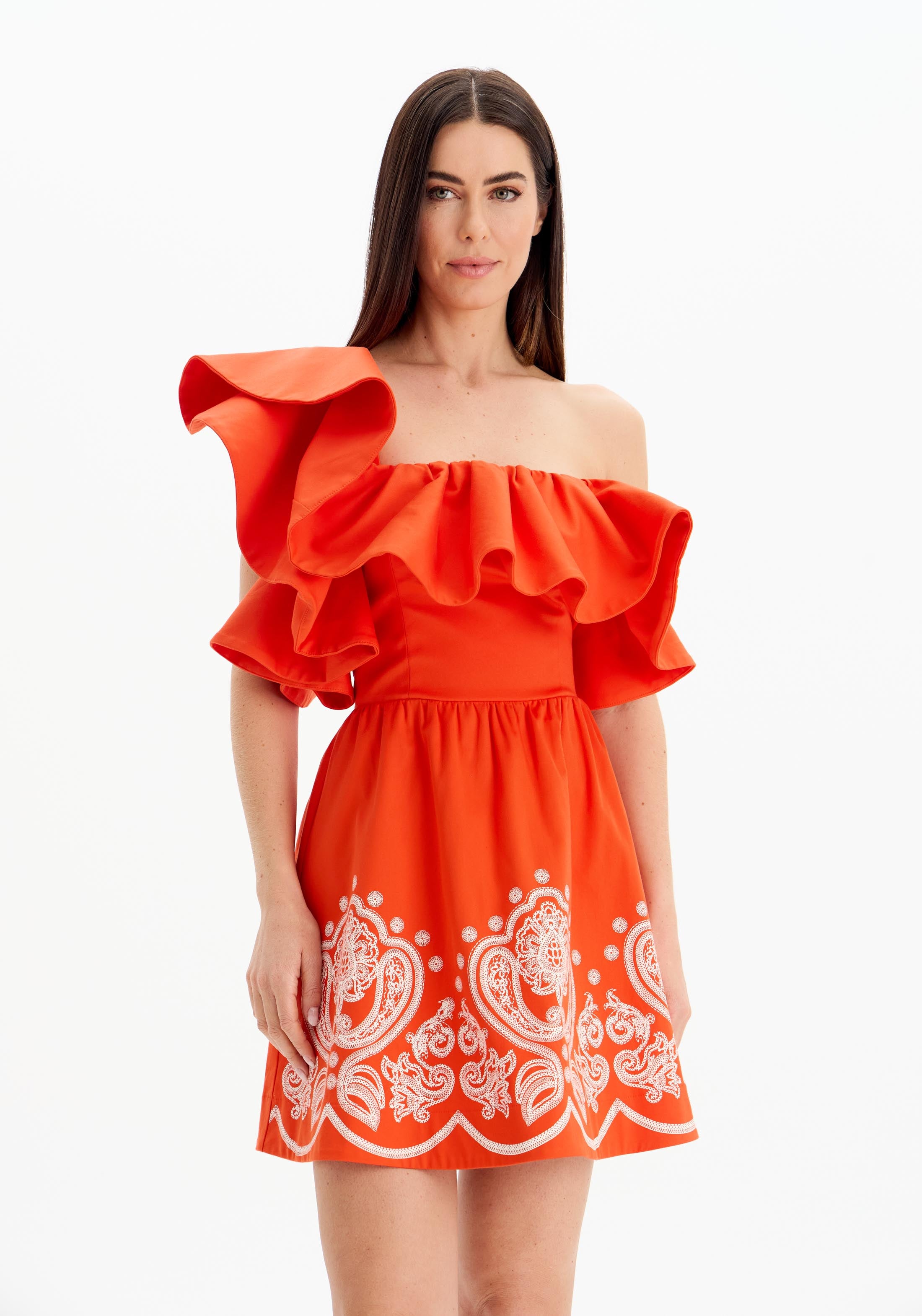 AMAR ONE SHOULDER EMBROIDERY DRESS