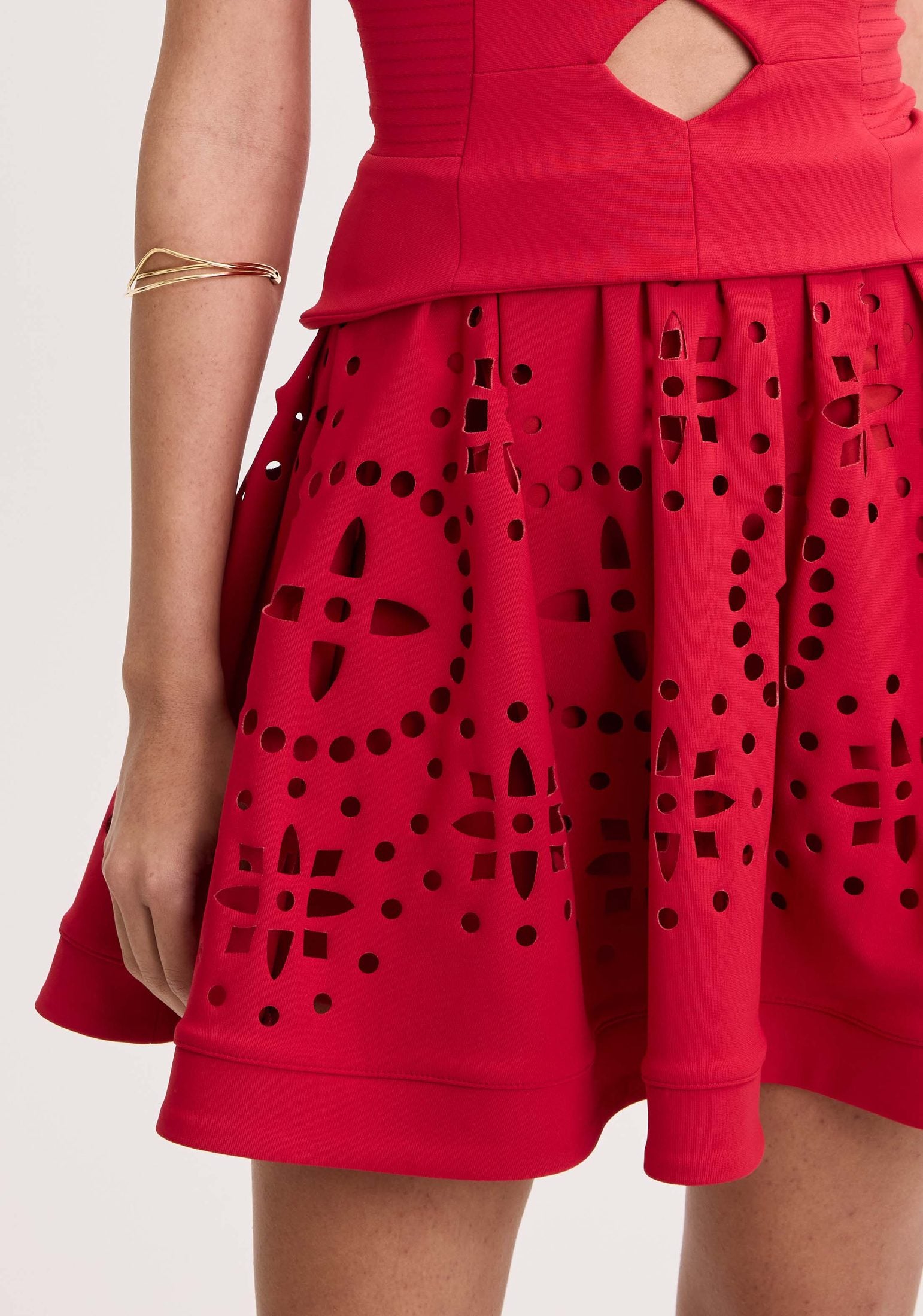 AMAR LAZER EMBROIDERY SHORT DRESS