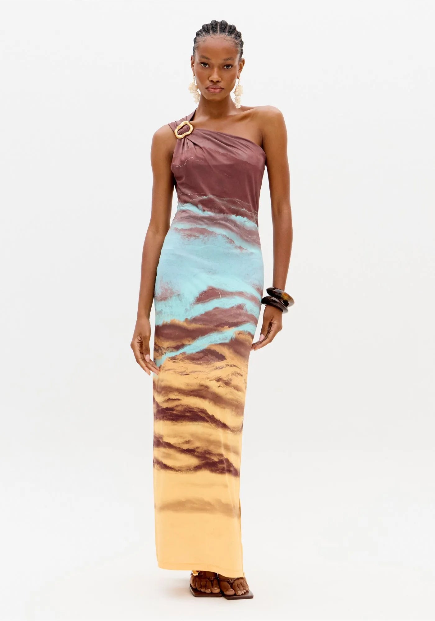 LP ONE-SHOULDER PRINTED DRESS