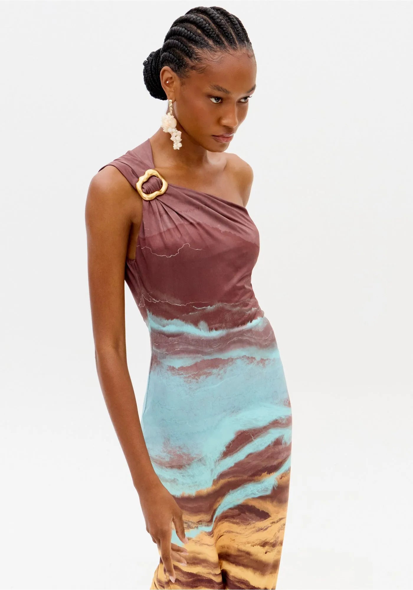 LP ONE-SHOULDER PRINTED DRESS