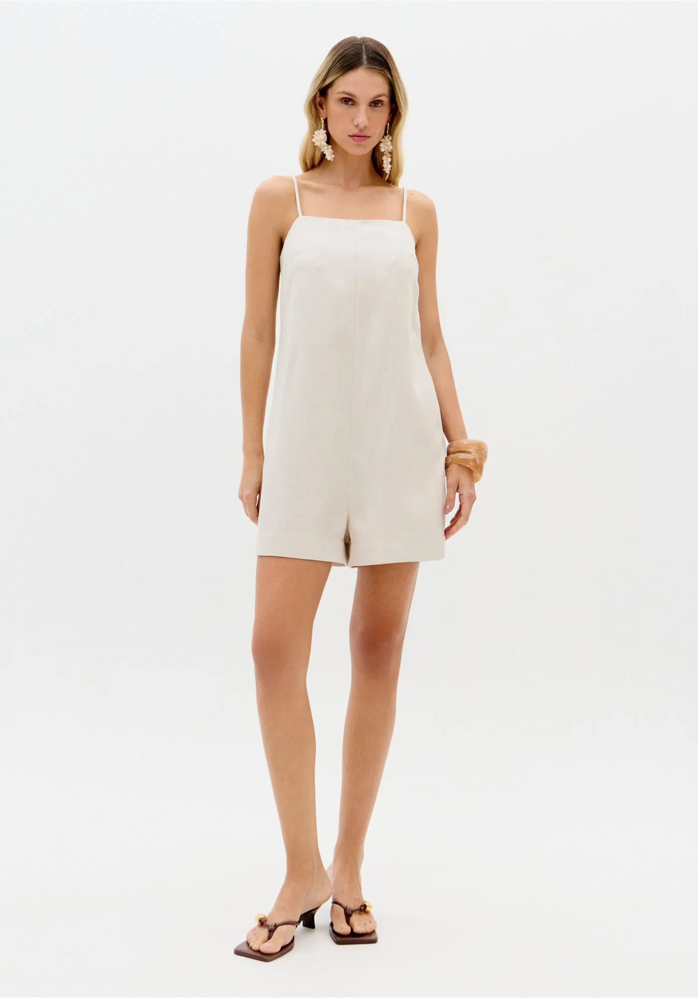 LP LINEN ROMPER REMOVABLE SCARF