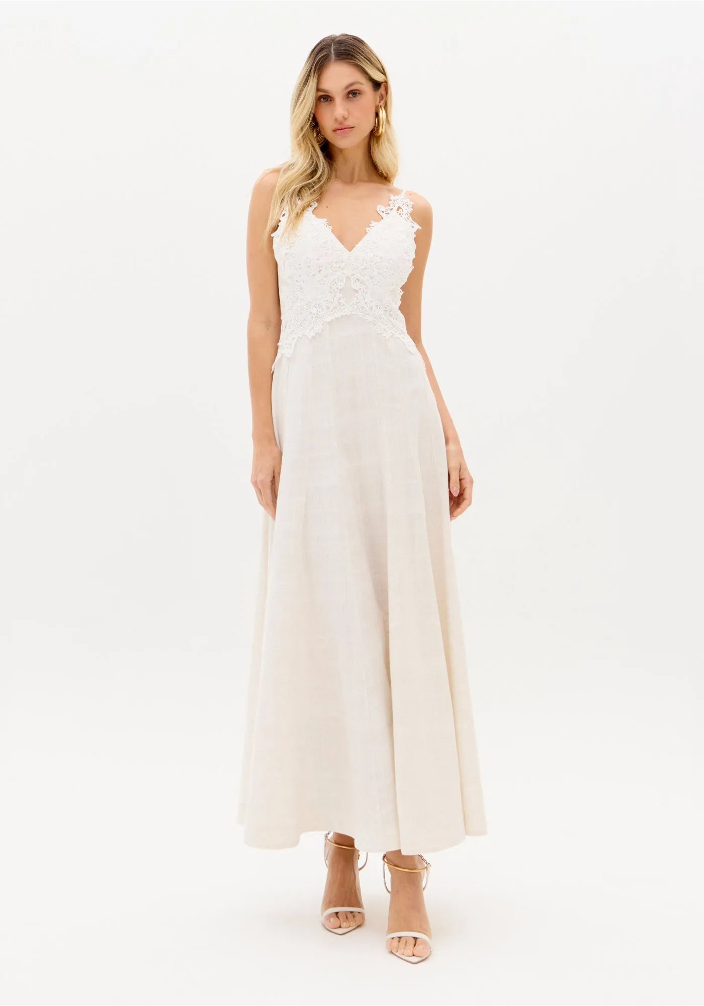 LP LINEN SUPER MIDI DRESS WITH STRAPS