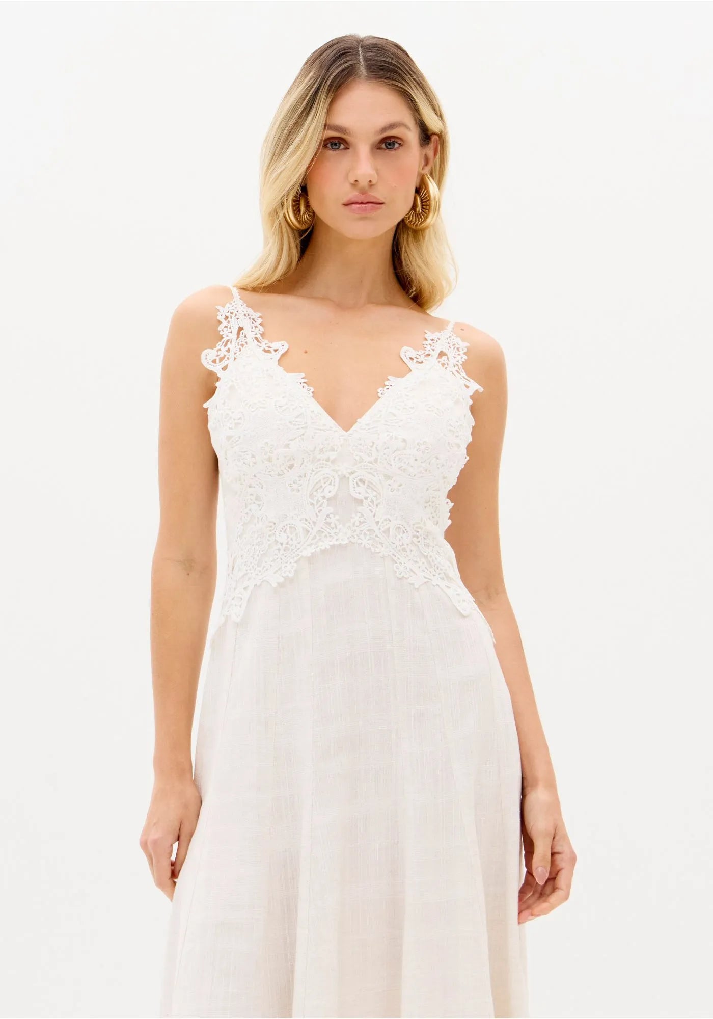 LP LINEN SUPER MIDI DRESS WITH STRAPS