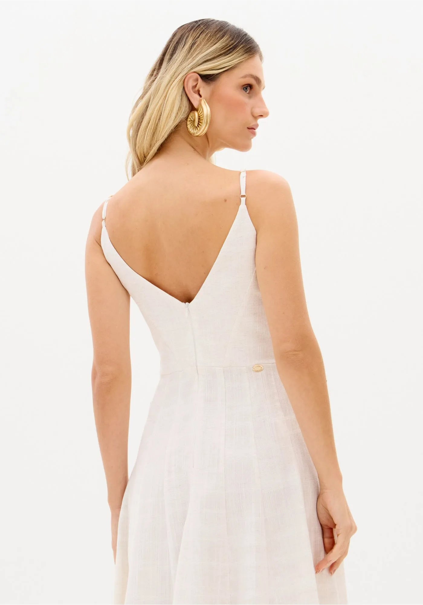 LP LINEN SUPER MIDI DRESS WITH STRAPS