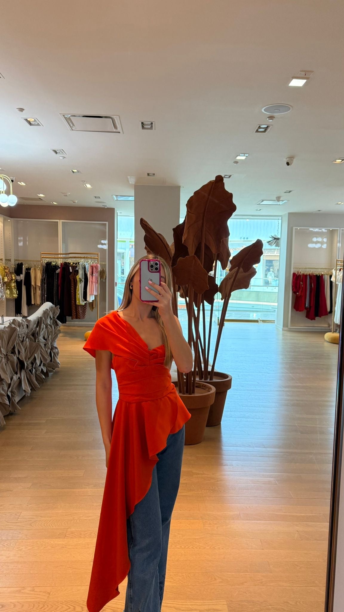 ORANGE BASQUE BLOUSE