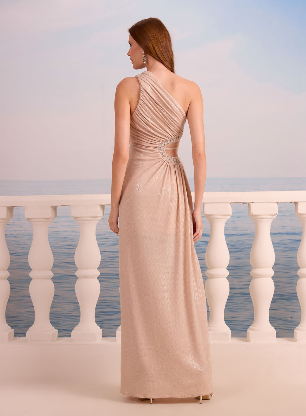 SK MIDI ONE SHOULDER DRESS
